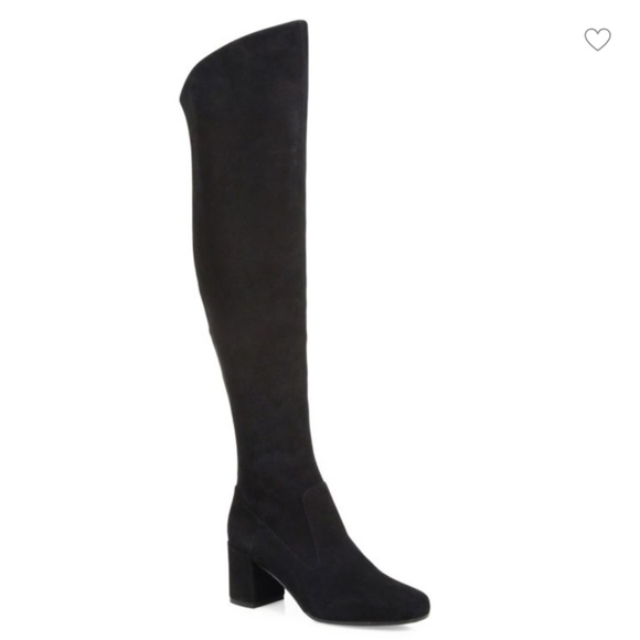 Vince Shoes - VINCE - Blythe Tall Black Suede Block Heel Boots